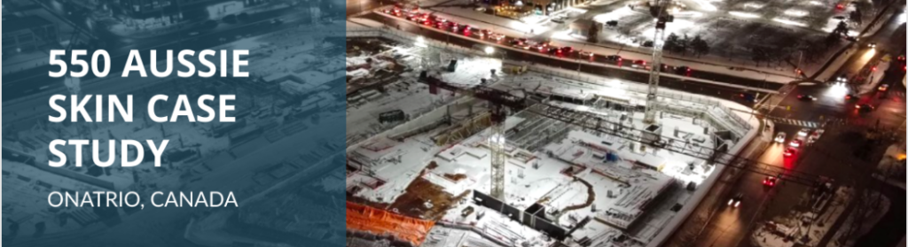 Snow covered building foundation