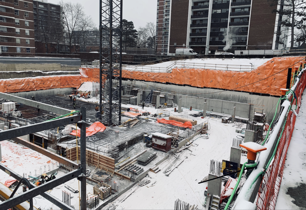 Snowed in construction site protected with  Aussie Skin Installation
